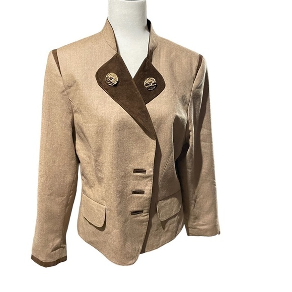 Your Sixth Sense Wool and Velvet trim Short Riding Jacket artifical wood buttons - Picture 2 of 14